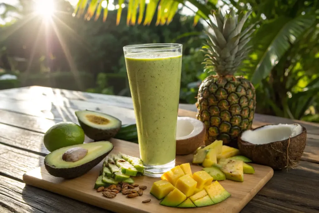 Avocolada Tropical Smoothie with fresh tropical fruits