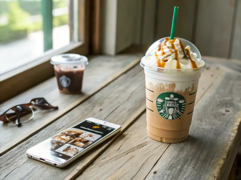 Beautifully styled Starbucks iced coffee for Instagram.