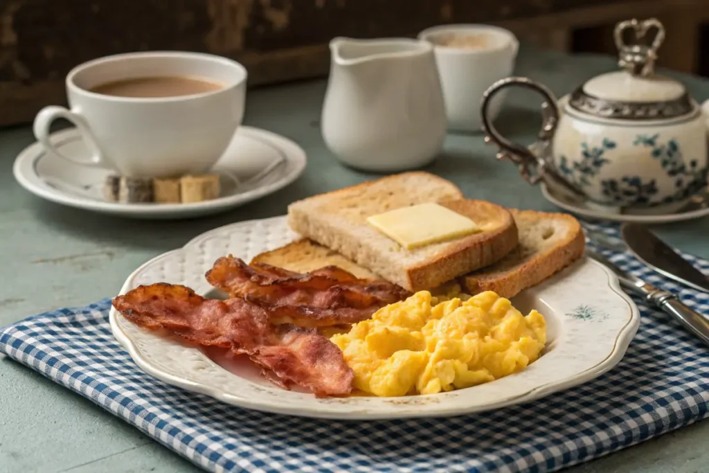 English breakfast tea served with a classic British breakfast.