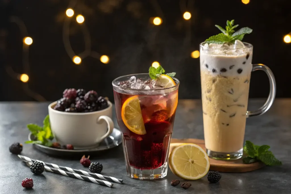 Three different ways to serve elderberry tea.
