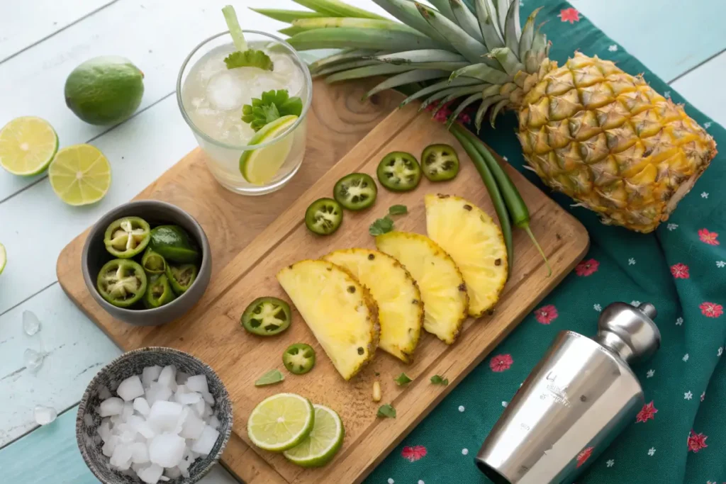 Fresh ingredients for Spicy Pineapple Mocktail