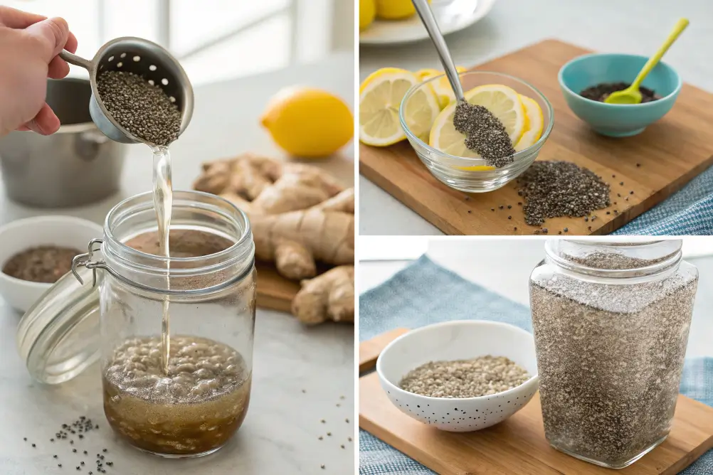 Step-by-step guide to preparing ginger chia water	