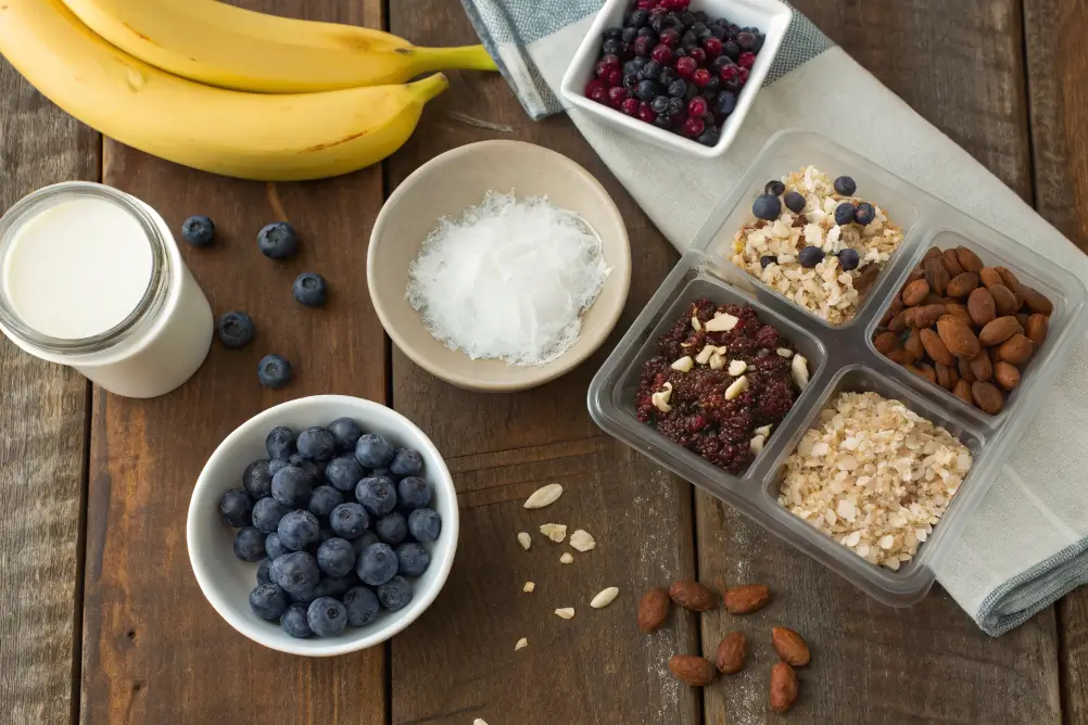 Ingredients for acai bowl tropical smoothie