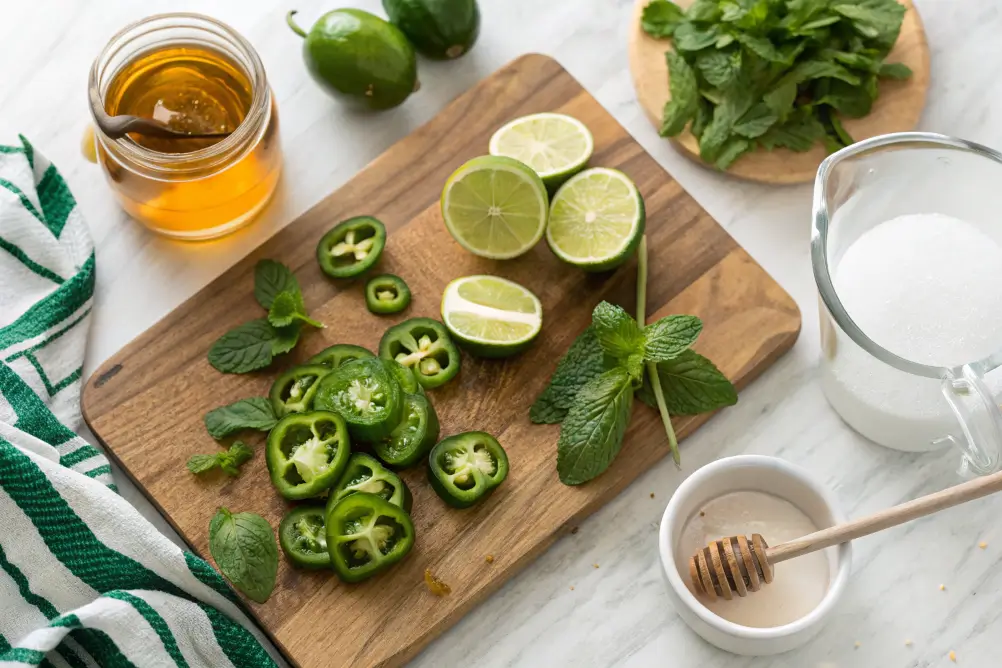 Ingredients for making Pepper-Mint Limeade