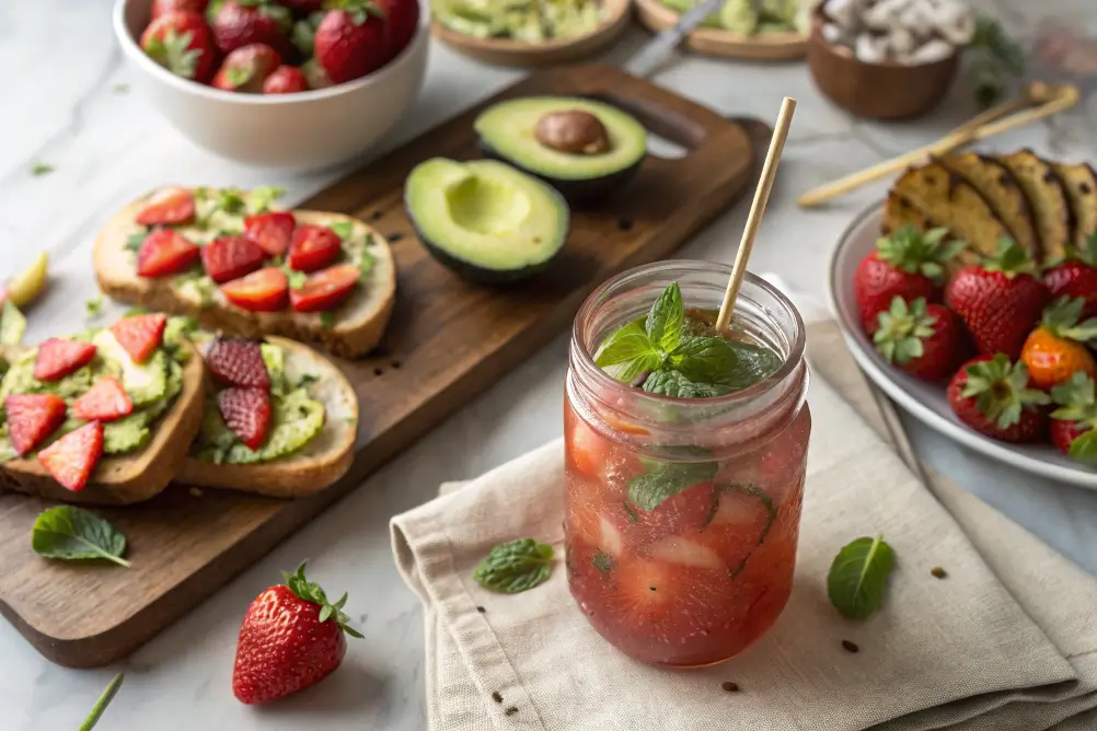 Strawberry basil mojito served with brunch