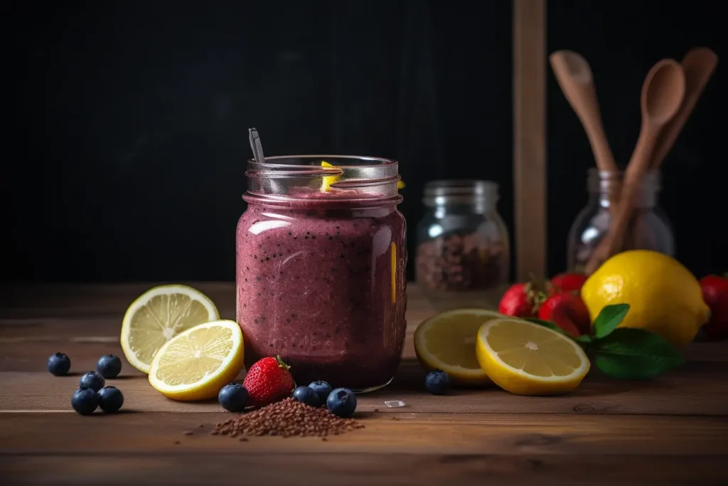 Blood sugar support smoothie with lemon and chia seeds
