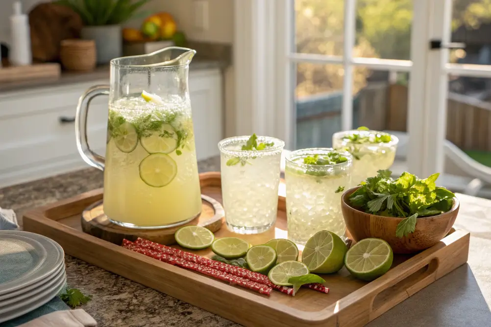 Virgin margarita pitcher with party glasses