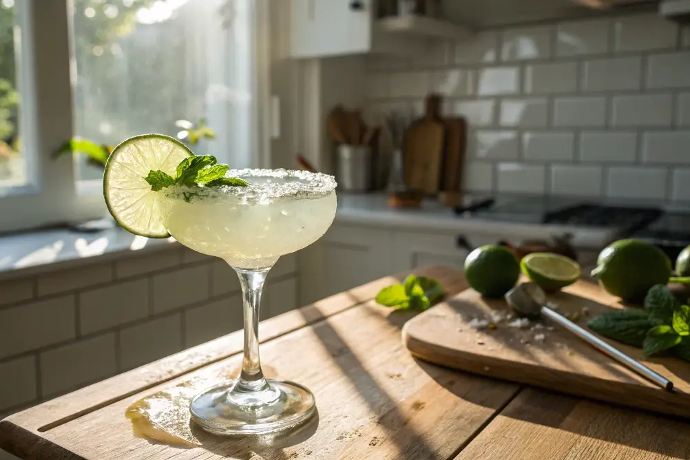 Low-Carb Virgin Margarita in a salt-rimmed glass
