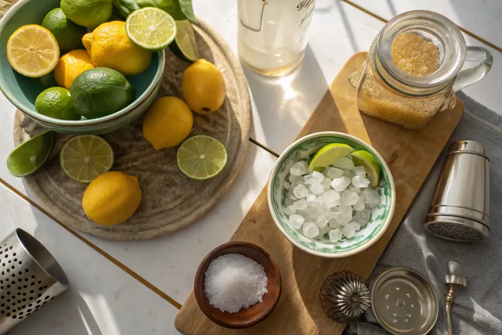 Fresh ingredients for a Low-Carb Virgin Margarita

