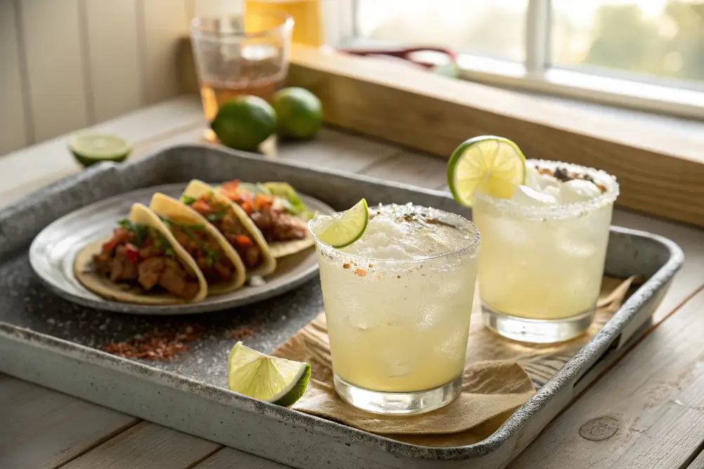 Served virgin spicy margaritas with tacos
