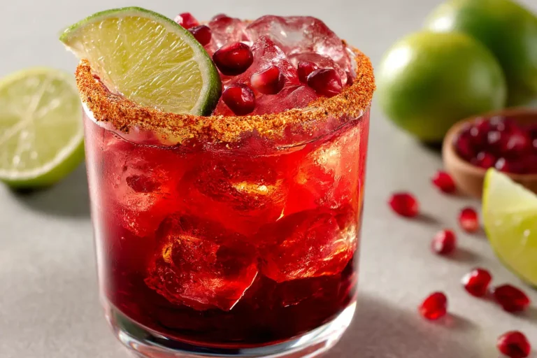 belly’s margarita mocktail with pomegranate juice and lime