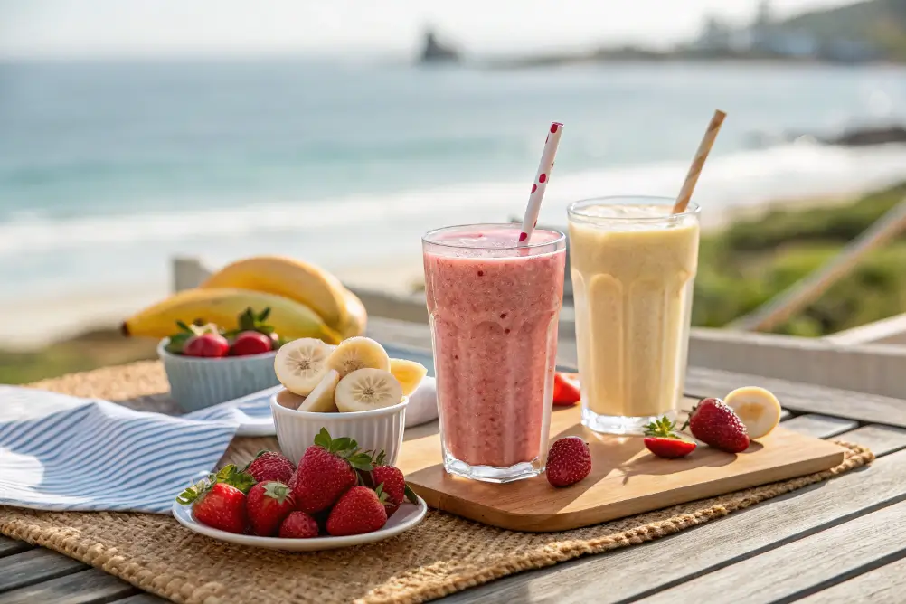 Jetty Punch smoothies served with fresh fruit