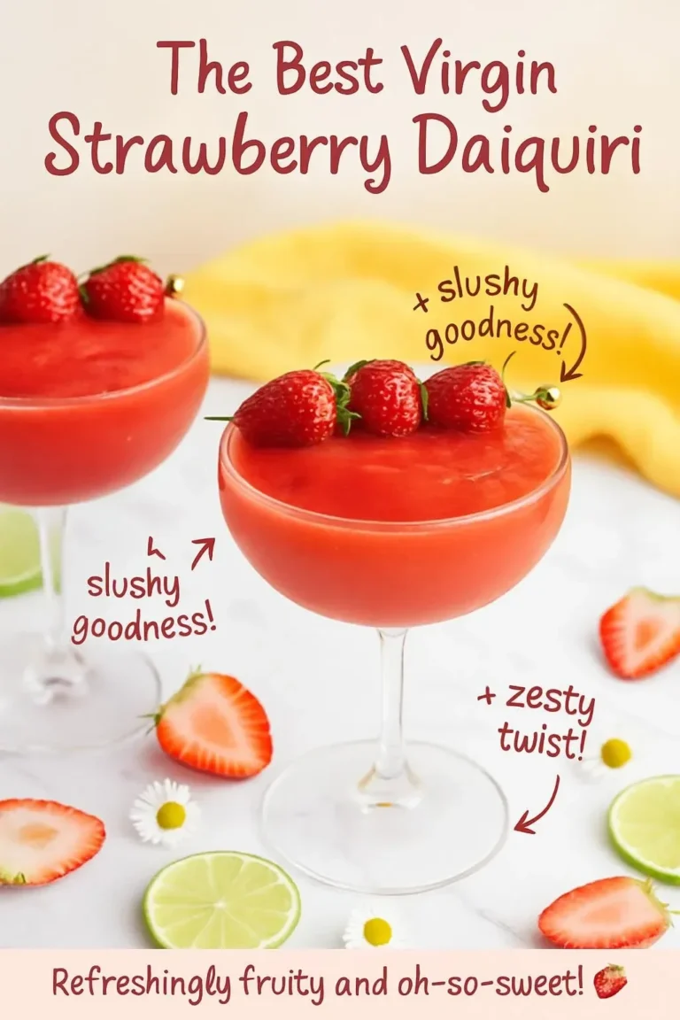 Refreshing Virgin Strawberry Daiquiri in a glass with fresh strawberries